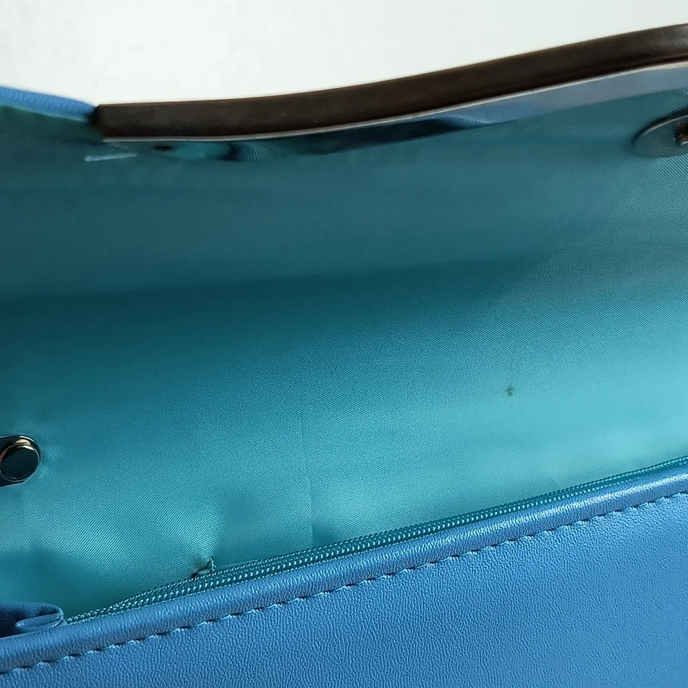 Evening Clutch Bag Snap Button Cocktail Party Casual Blue Sky